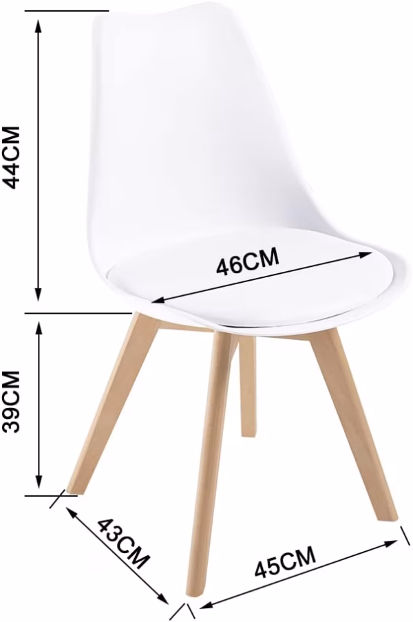 Lot de 4 chaises scandinaves Dewinner – blanc, hêtre massif