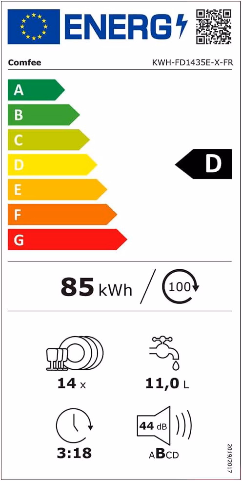 Lave-vaisselle Comfee 14 couverts – ultra-silencieux 44 dB (FD1435E-X)