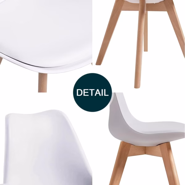 Lot de 4 chaises scandinaves Dewinner – blanc, hêtre massif