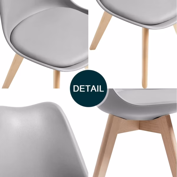 Lot de 4 chaises scandinaves Dewinner – gris, hêtre massif