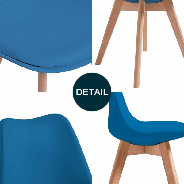 Lot de 4 chaises scandinaves Dewinner – bleu, hêtre massif