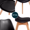 Lot de 6 chaises scandinaves Dewinner – noir, hêtre massif