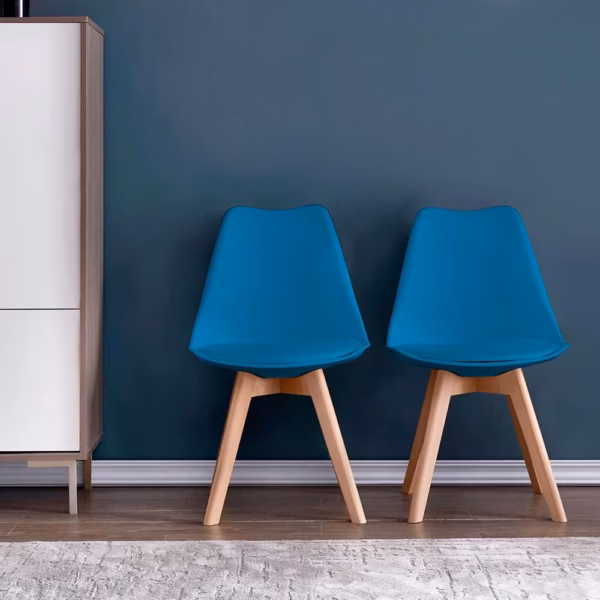 Lot de 4 chaises scandinaves Dewinner – bleu, hêtre massif