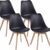 Lot de 4 chaises scandinaves Dewinner – noir, hêtre massif