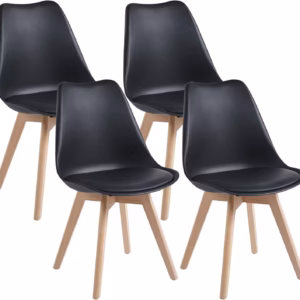 Lot de 4 chaises scandinaves Dewinner – noir, hêtre massif