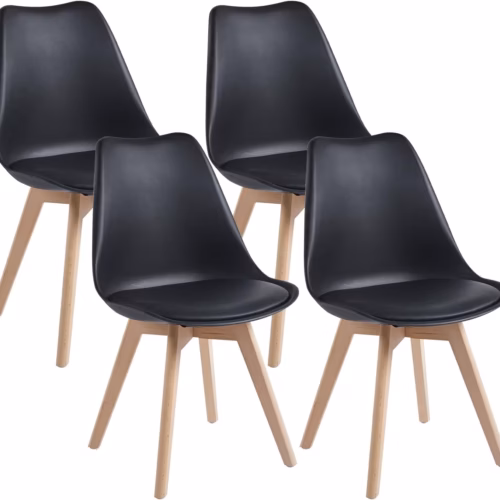 Lot de 4 chaises scandinaves Dewinner – noir, hêtre massif