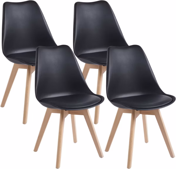 Lot de 4 chaises scandinaves Dewinner – noir, hêtre massif