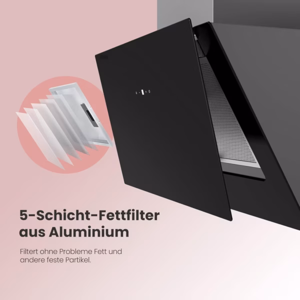 Hotte aspirante inclinée Comfee 60 cm – A+++, 650 m³/h (ANGJ72B)