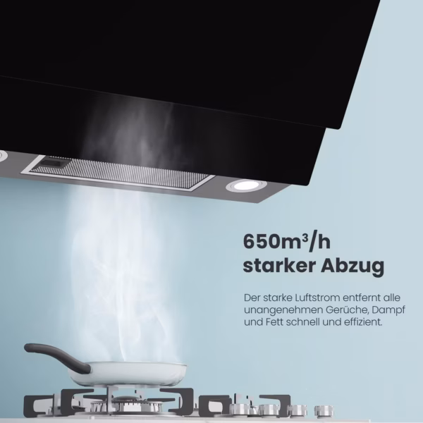 Hotte aspirante inclinée Comfee 60 cm – A+++, 650 m³/h (ANGJ72B)