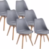 Lot de 6 chaises scandinaves Dewinner – gris, hêtre massif