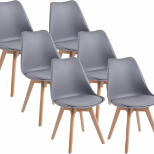 Lot de 6 chaises scandinaves Dewinner – gris, hêtre massif