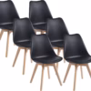 Lot de 6 chaises scandinaves Dewinner – noir, hêtre massif