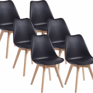 Lot de 6 chaises scandinaves Dewinner – noir, hêtre massif