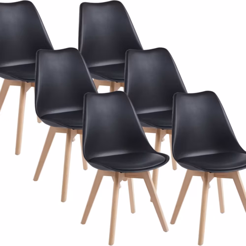 Lot de 6 chaises scandinaves Dewinner – noir, hêtre massif