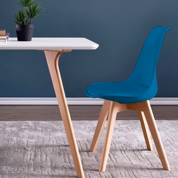 Lot de 4 chaises scandinaves Dewinner – bleu, hêtre massif