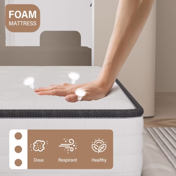 Matelas mémoire de forme Dewinner 140x190 – 20 cm, réversible