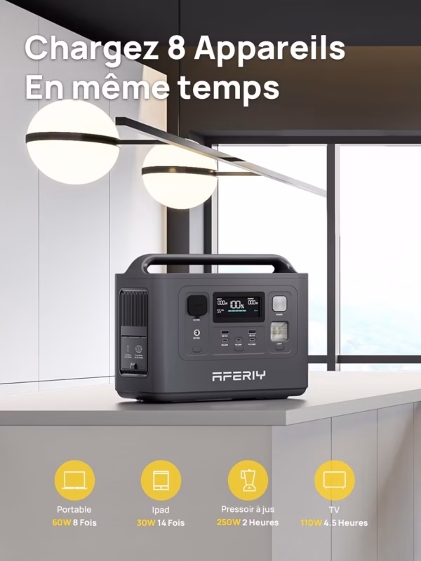 Station électrique portable Aferiy P010 – 800 W, 512 Wh