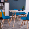 Lot de 4 chaises scandinaves Dewinner – bleu, hêtre massif