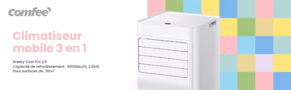 Climatiseur mobile Comfee Eco Friendly Pro 10000 BTU – classe A+, 33 m²
