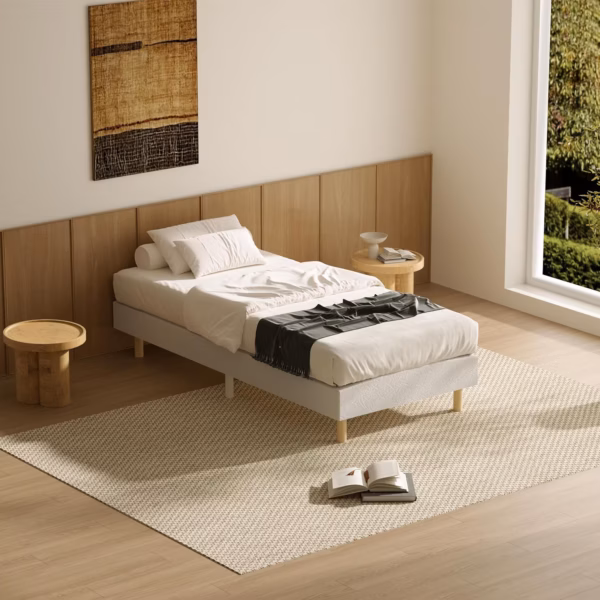 Sommier tapissier Dewinner 90x190 – 14 lattes, 6 pieds renforcés