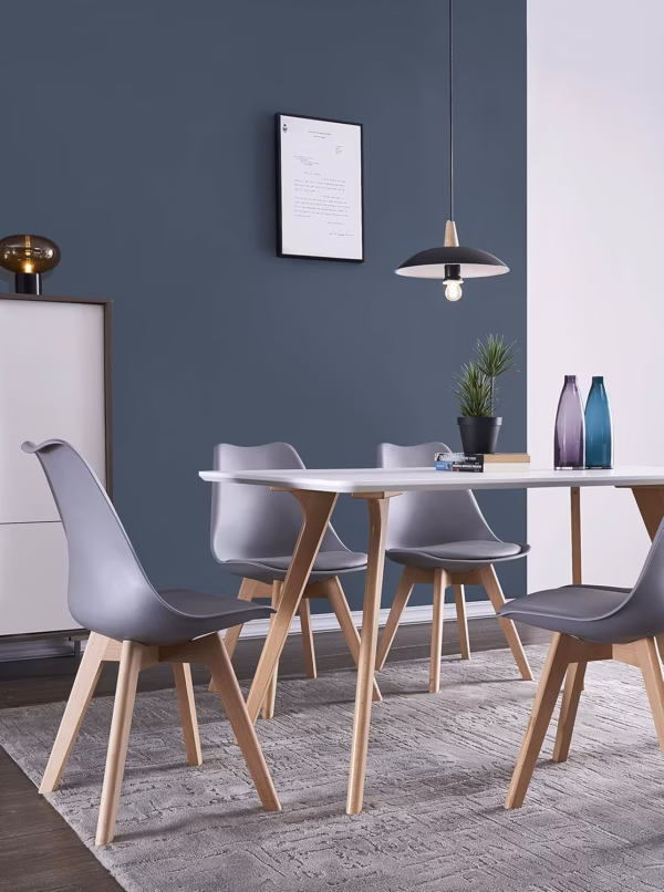 Lot de 4 chaises scandinaves Dewinner – gris, hêtre massif