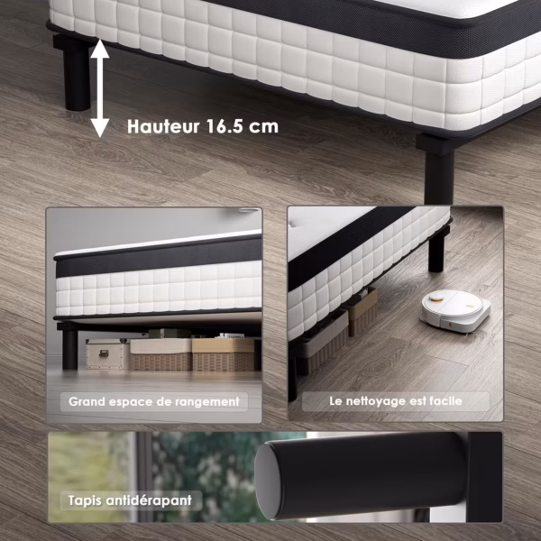 Matelas ressorts ensachés Dewinner 90x190 – avec sommier + mémoire de forme