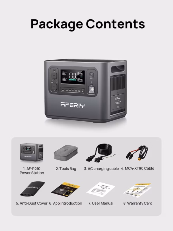 Station électrique portable Aferiy P210 – 2400 W, 2048 Wh