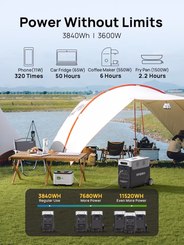 Station électrique portable Aferiy P310 – 3600 W, 3840 Wh