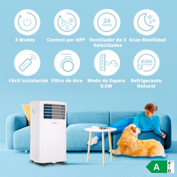 Climatiseur mobile Comfee MPPH-08CRN7 – 8000 BTU 3-en-1, classe A