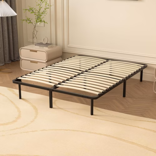 Sommier coffre Dewinner 140x190 – rangement XXL, 32 lattes bois massif