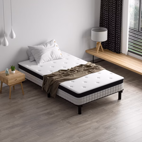 Matelas ressorts ensachés Dewinner 90x190 – avec sommier + mémoire de forme