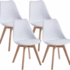 Lot de 4 chaises scandinaves Dewinner – blanc, hêtre massif