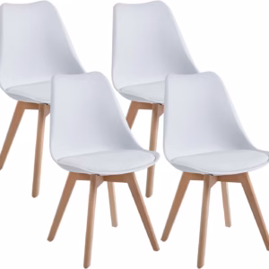 Lot de 4 chaises scandinaves Dewinner – blanc, hêtre massif