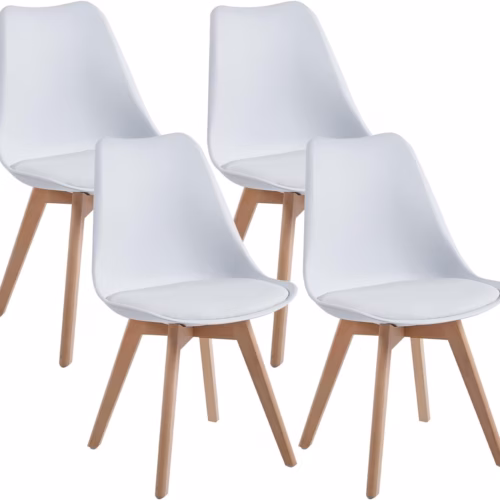 Lot de 4 chaises scandinaves Dewinner – blanc, hêtre massif