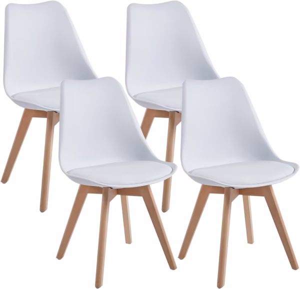 Lot de 4 chaises scandinaves Dewinner – blanc, hêtre massif