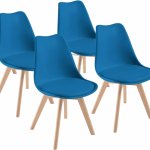 Lot de 4 chaises scandinaves Dewinner – bleu, hêtre massif