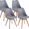 Lot de 4 chaises scandinaves Dewinner – gris, hêtre massif