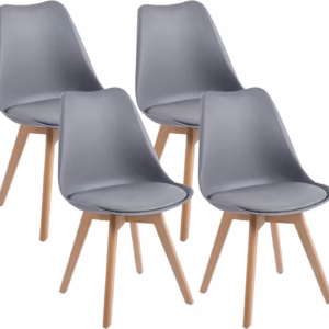 Lot de 4 chaises scandinaves Dewinner – gris, hêtre massif