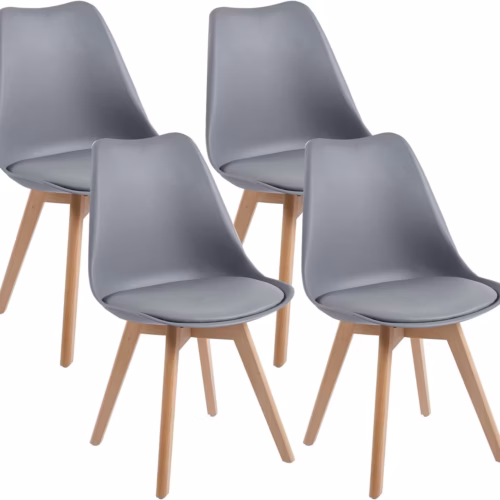 Lot de 4 chaises scandinaves Dewinner – gris, hêtre massif