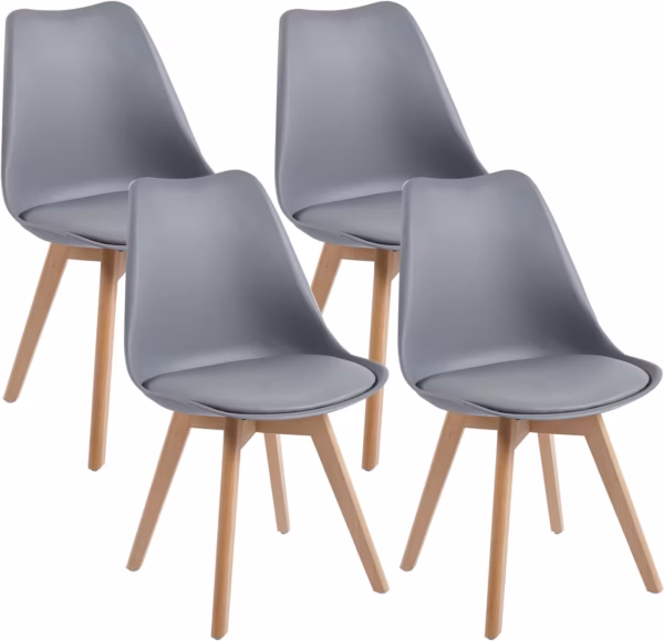 Lot de 4 chaises scandinaves Dewinner – gris, hêtre massif