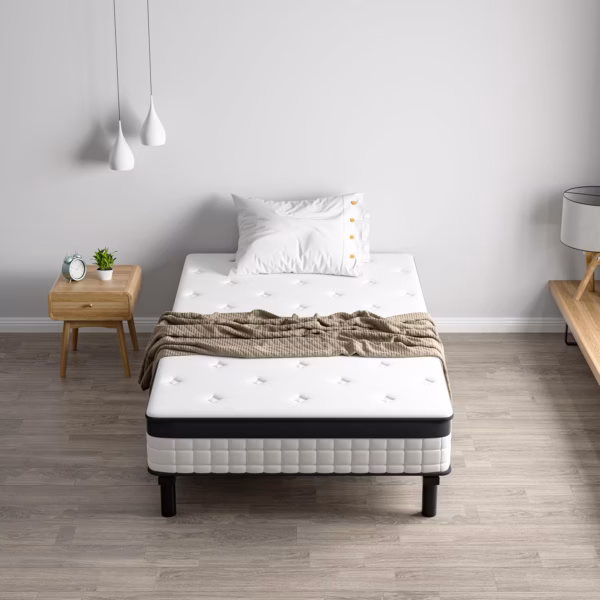 Matelas ressorts ensachés Dewinner 90x190 – avec sommier + mémoire de forme