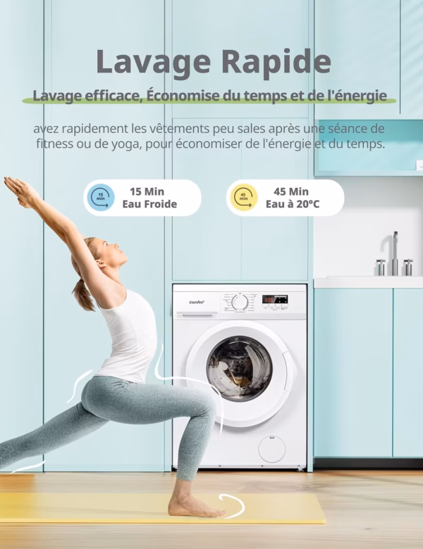Lave-linge frontal Comfee 8 kg – profondeur 48 cm, vapeur (CFE12EW80-W)