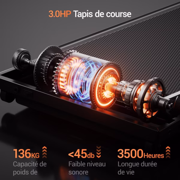 Tapis de course pliable inclinable Lontek SF10 – moteur 3 CV brushless