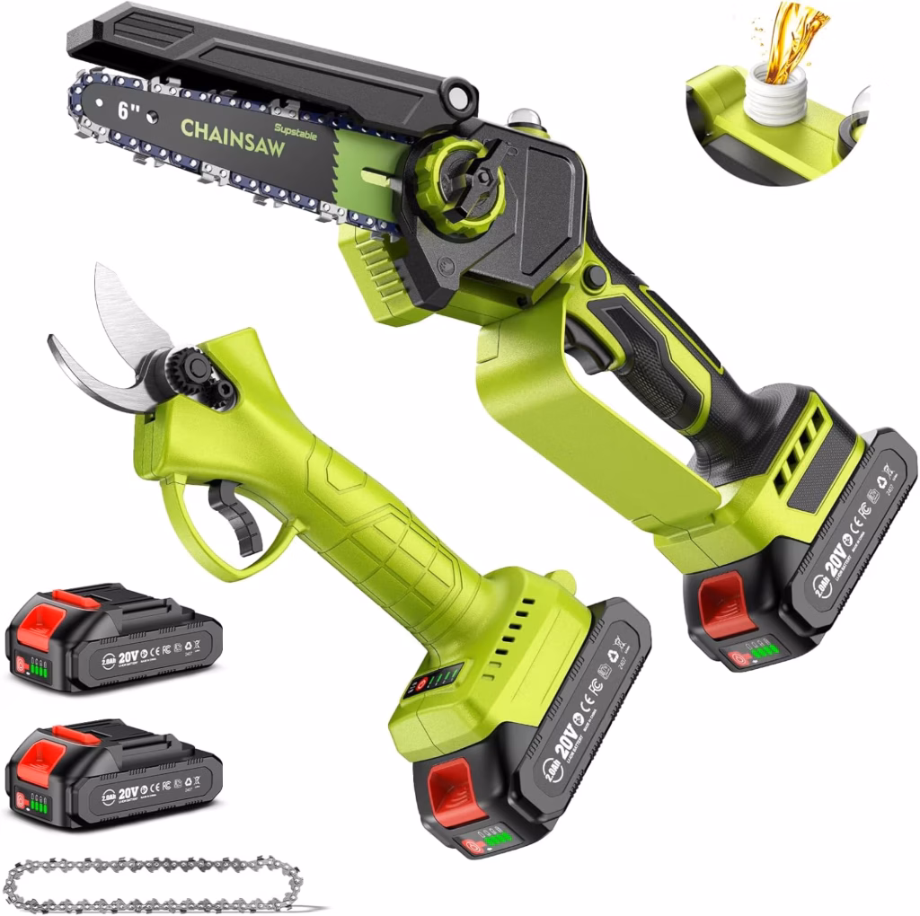 Supstable kit 2-en-1 — mini-tronçonneuse 6 pouces et sécateur 33 mm