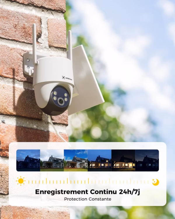 Caméra de surveillance solaire Cococam 2K AOV – PTZ, enregistrement 24/7