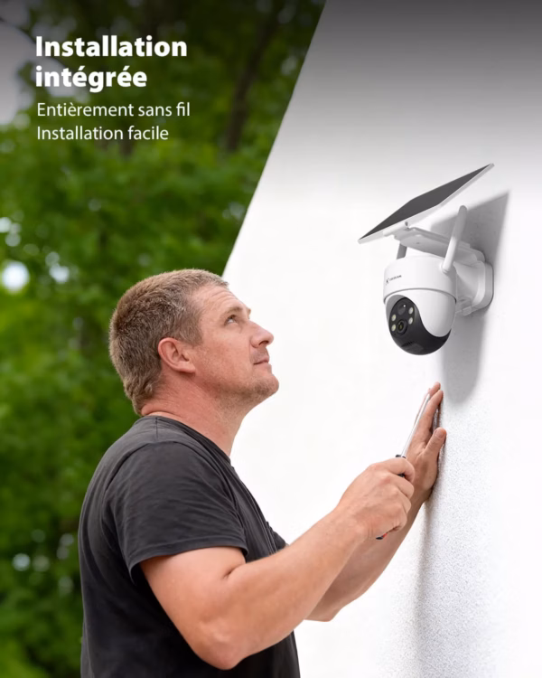 Caméra de surveillance solaire Cococam 4K WiFi 6 – PTZ, 8 MP
