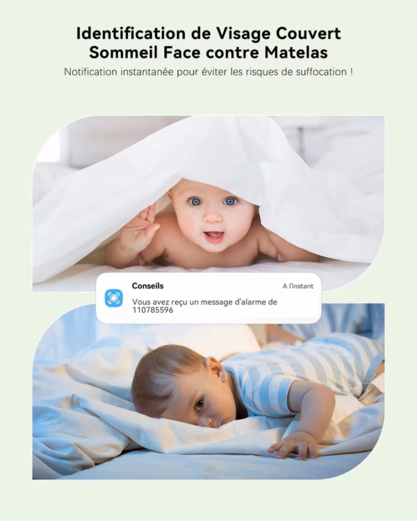 Babyphone vidéo Cococam 2K – écran 5", suivi automatique, détection IA