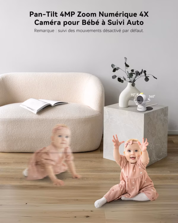 Babyphone vidéo Cococam 2K – écran 5", suivi automatique, détection IA
