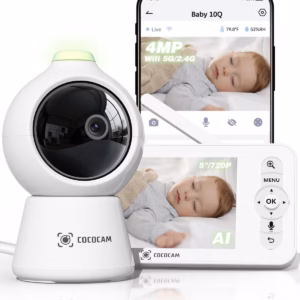 Babyphone vidéo Cococam 2K – écran 5", suivi automatique, détection IA