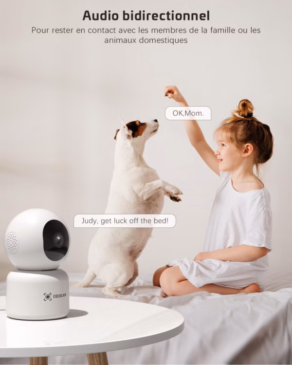 Caméra de surveillance intérieure Cococam 5MP – PTZ, suivi auto, 24/7
